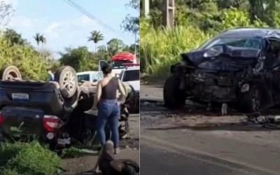 Colisão frontal deixa três mortos na BR-135, em Presidente Dutra