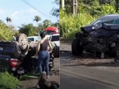Colisão frontal deixa três mortos na BR-135, em Presidente Dutra