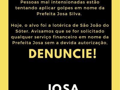 Prefeita de São João do Sóter , Josa Silva alerta sobre golpe em seu nome
