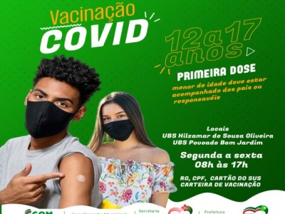 Adolescentes de 12 à 17 anos começam a ser vacinados contra a covid-19 em São João do Sóter