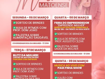 Prefeitura de Matões celebra o mês das mulheres com a Semana da Mulher Matoense