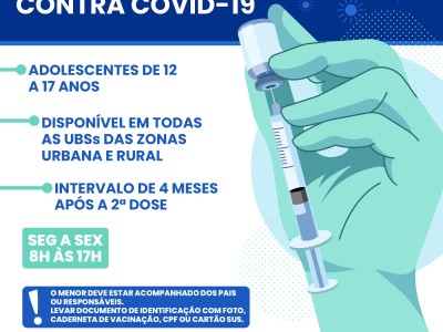 Prefeitura de Caxias disponibiliza 3ª dose da vacina contra a covid-19 para adolescentes de 12 e 17 anos
