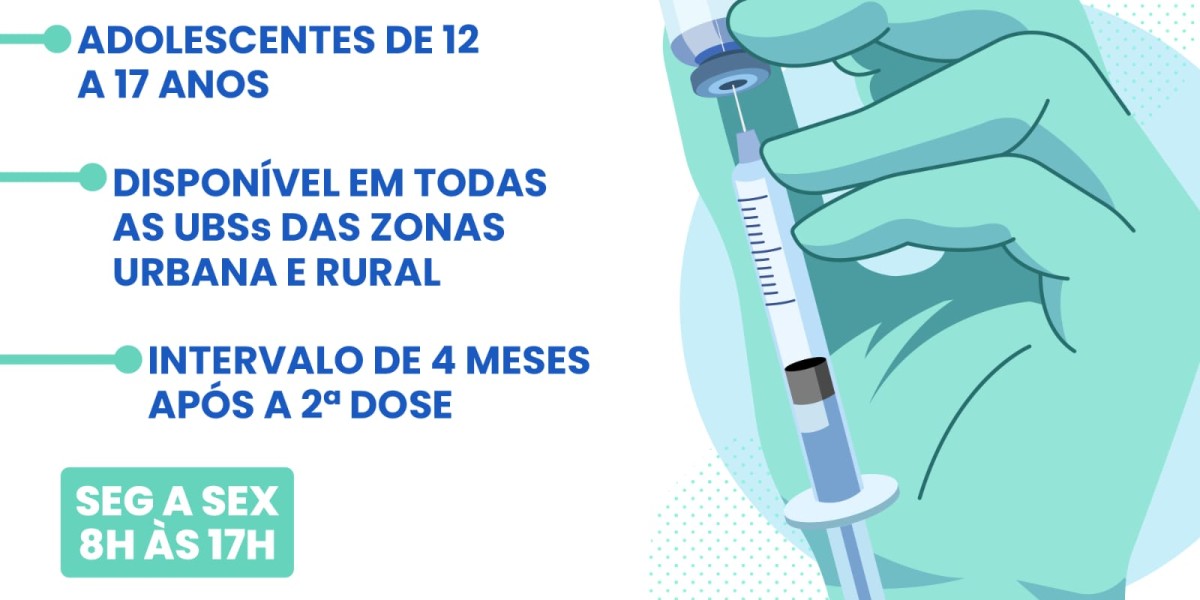 Prefeitura de Caxias disponibiliza 3ª dose da vacina contra a covid-19 para adolescentes de 12 e 17 anos