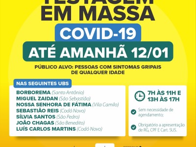 Prefeitura de Codó segue com Testagem em Massa contra Covid-19 nas Unidades Básicas de Saúde