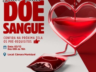 Câmara de Matões promove campanha de doação de sangue no dia 2 de dezembro