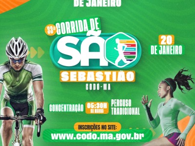 INSCRIÇÕES ABERTAS: Prefeitura vai realizar 33ª Corrida de São Sebastião em Codó