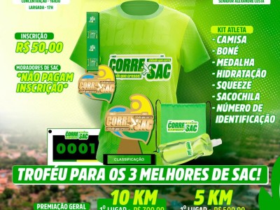 CORRE SAC 2025 promete movimentar Senador Alexandre Costa em novembro