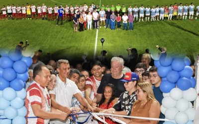 Prefeito Nonatinho inaugura estádio do povoado Santa Luzia com festa, futebol e a presença de ídolos nacionais 