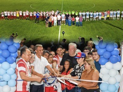 Prefeito Nonatinho inaugura estádio do povoado Santa Luzia com festa, futebol e a presença de ídolos nacionais 