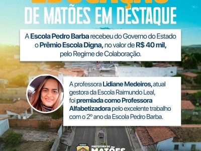 Educação de Matões é reconhecida com prêmio estadual